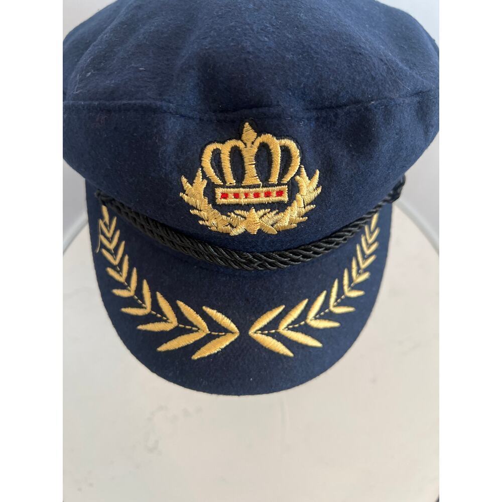 Classic Captains Hat with Embroidered Royal Crown Costume Halloween